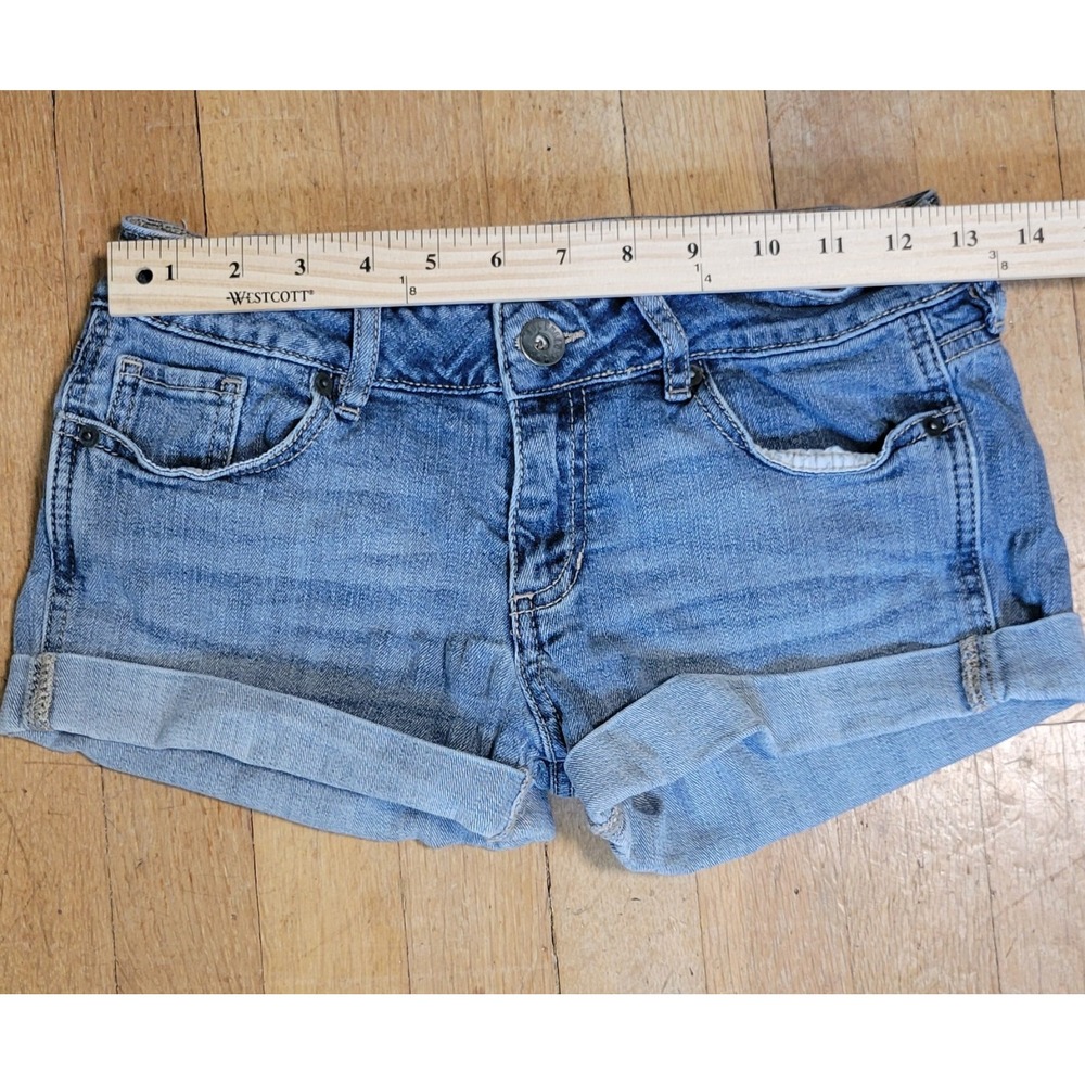 Bullhead Black PacSun Womens 3 Denim Shorts Low Rise Cuffed Y2K 2012 Stretch - Picture 5 of 10